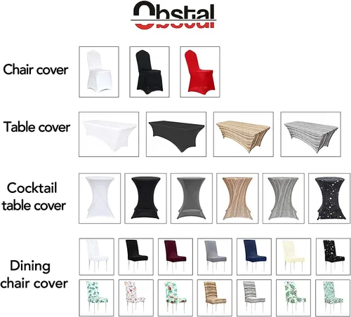 Vista 8 de Obstal Fundas elásticas de elastano para mesa de cóctel, color blanco, para bodas, banquetes y fiestas