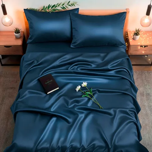 Vista 19 de Colorado Home Co SUNDAYSILKS Sábanas 100% seda de morera 4 sábanas de seda de morera tamaño King Suave y duradera Juego de sábanas de seda