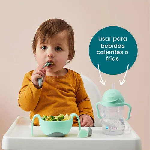 Vista 6 de b.box Vaso para beber con popote abatible, bebe desde cualquier ángulo, popote pesado, a prueba de derrames, a prueba de fugas y de fácil agarre