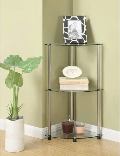 Vista 2 de Convenience Concepts Designs2Go - Estante esquinero de cristal clásico de 3 niveles, cristal