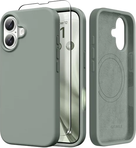 Vista 155 de GONEZ Funda magnética para iPhone 14, compatible con Magsafe, con protector de pantalla + protector de cámara, forro de microfibra antiarañazos