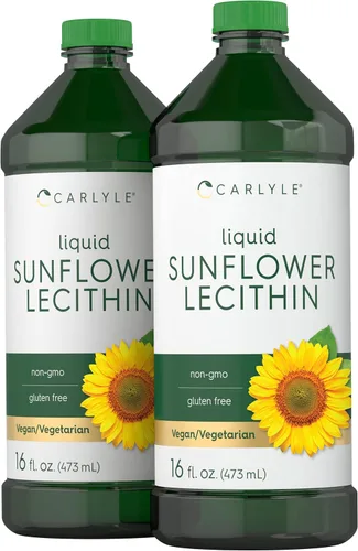 Carlyle Líquido de lecitina de girasol | 16 onzas | Paquete de 2 | Vegano, vegetariano, sin OMG, sin soja, sin gluten