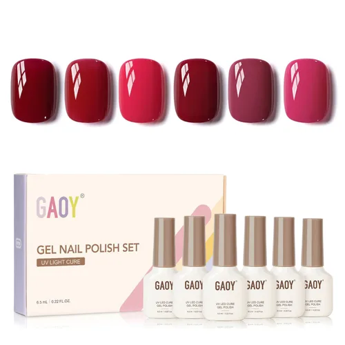 GAOY Berry Collection - Esmalte de uñas en gel, color rosa intenso, borgoña, rojo, cereza y magenta, kit de esmalte de uñas para manicura de salón y