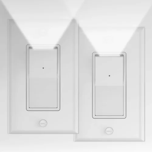 Vista 7 de Paquete de 2 interruptores de luz iluminados de 3 vías, interruptor de luz basculante de paleta de tres vías con luz nocturna LED, sensor