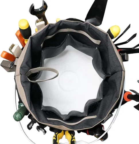 Vista 5 de MELOTOUGH Organizador de herramientas de cubo con 35 bolsillos que se adapta a cubos de 3.5 a 5 galones (caqui)