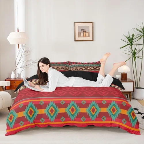 Vista 10 de Juego de funda de edredón geométrica negra Twin XL, juego de ropa de cama a rayas negras y blancas, moderno, suave, de lujo, de microfibra Negro