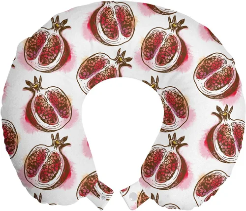 Vista 64 de Ambesonne Almohada de viaje para pizza, con patrón dibujado a mano, menú de pizzería, comida rápida, deliciosa comida gourmet, accesorio de viaje