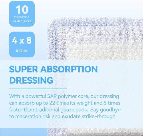 Vista 36 de Jointown Apósito de espuma para el cuidado de heridas, vendaje adhesivo de espuma de silicona con borde, vendajes impermeables para úlceras de cama