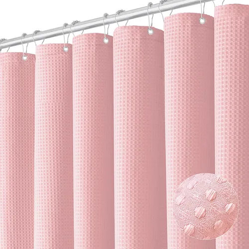 Vista 21 de Cortina de ducha Dynamene de tela blanca, cortinas de ducha de lujo para hotel con textura de nido de abeja, cortinas de baño pesadas de 72