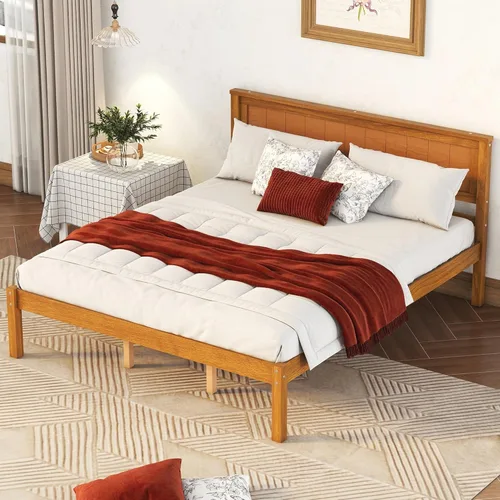 Vista 52 de Harper & Bright Designs Base de cama individual con cabecero y estribo, cama de plataforma de madera tamaño individual con soporte de listones