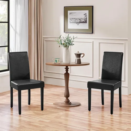 Vista 8 de Yaheetech Juego de 2 sillas de comedor modernas de piel sintética con patas de goma y asiento acolchado para cocina, sala de estar, restaurante
