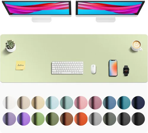 Vista 60 de Aothia Protector de escritorio de cuero, alfombrilla para mouse, alfombrilla de escritorio de oficina, 31.5 x 15.7 pulgadas, secante de escritorio