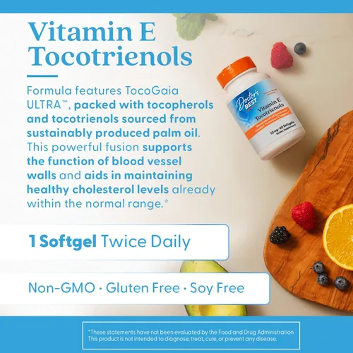 Vista 5 de Doctor's Best Los tocotrienoles de vitamina E contienen el complejo de vitamina E de espectro completo biomejorado TocoGaia ULTRA™, 60