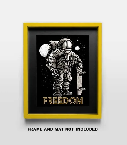 Vista 6 de Freedom Skateboarding Fine Art Print- 11x14 Unframed Wall Art Print- Gift for Skateboard Fans, Future Astronauts, Astronomers, Science Lovers
