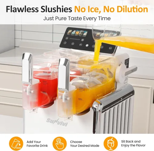 Vista 4 de Dual-Tank Slush Machine for Home: 169oz Frozen Drink Maker with Rapid Chill Technology, Self-Cleaning System & 5 Drink Modes, Keeps Drinks Frozen up