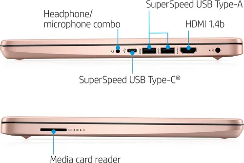 Vista 5 de Portátil HP Stream de 14 pulgadas con pantalla HD, procesador Intel Celeron N4020 Dual-Core (de doble núcleo), memoria DDR4 de 4 GB, 64 GB de eMMC