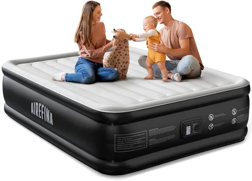 Vista 16 de Airefina Colchón de aire Queen con bomba incorporada de 18 pulgadas, colchón inflable en 3 minutos, colchón inflable Colchon con superficie flocada
