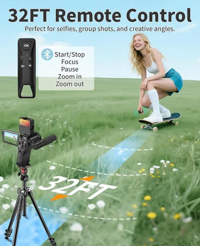 Vista 4 de FLATIC Cámara de Video 8K, Videocámara de 75MP con Modo Imagen en Imagen, Cámaras WiFi para Videoblogs de YouTube Zoom Digital 16X, Videocámara