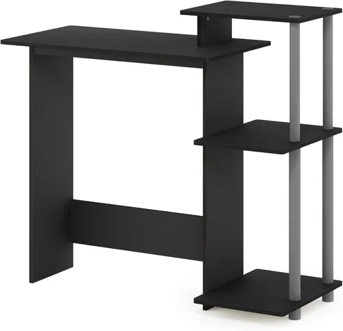 Vista 20 de Furinno - Escritorio compacto para computadora con estantes, Tablero de partículas, Marrón oscuro
