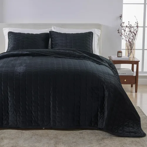 Vista 15 de Great Bay Home Juego de edredón y funda de almohada de terciopelo de tamaño individual, terciopelo de lujo de doble cara, juego de ropa de cama