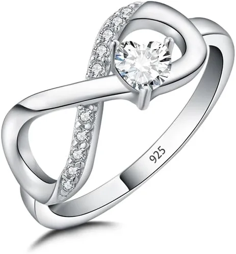 Jurikko Infinity Promise Rings for Her 925 Sterling Silver Love Heart Engagement Rings for Women Anniversary Jewelry Gift Size 5-12