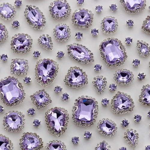 Vista 14 de TANOSII 100 diamantes de imitación para coser con formas mixtas, gemas de cristal para coser en gemas de cristal, parte trasera plana con garra