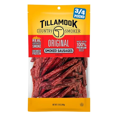 Tillamook Country Smoker - Salchichas ahumadas con madera dura auténtica, carne de res original, 12 onzas