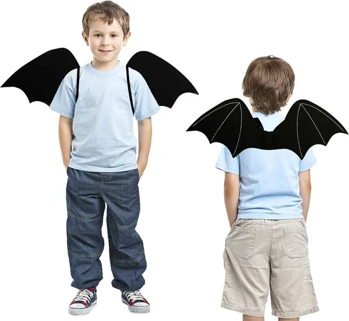 Lulu Home Alas de murciélago para niños, alas negras para disfraz de Halloween, disfraz de bruja vampiro, accesorios de juego de rol, decoración de