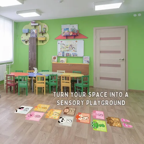Vista 2 de Calcomanías sensoriales de camino Divertidos rompecabezas de suelo para niños, calcomanías de juego de remolacha para el aula y el hogar