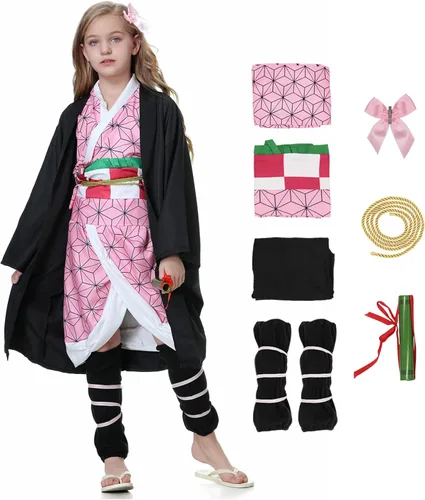 Disfraz de anime para cosplay de Tanjirou para disfraz de Halloween, quimono para niños, niñas y mujeres