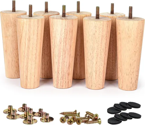 Vista 10 de La Vane - Juego de 4 patas de madera maciza cónicas M8 para muebles, de repuesto, para muebles, con perno preperforado de 5/16 pulgadas, placa