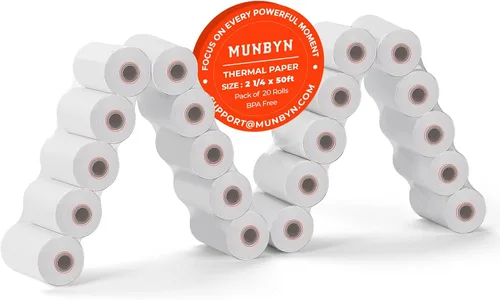 Vista 15 de MUNBYN 2 1/4" x 50' Papel Térmico para Recibos (5 Rollos), Papel de Recibo de 58mm Libre de BPA Se Adapta a Todas las Mini Impresoras Térmicas POS