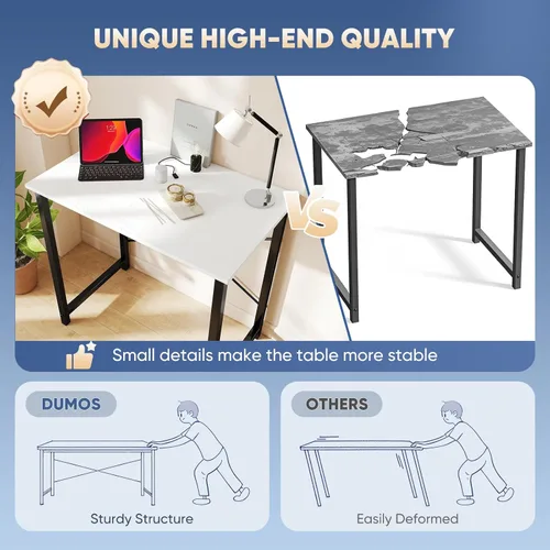 Vista 57 de DUMOS Escritorio de oficina pequeño de 32 pulgadas para computadora de estilo moderno y simple, mesa de trabajo de estudio para el dormitorio