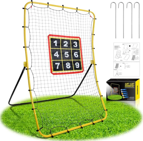 Vista 7 de Eastgoing Baseball and Softball Rebounder Net,Baseball Pitching Net with Pitching Target,Multi-Angle Bounce Back Net for Volleyball Rebounder
