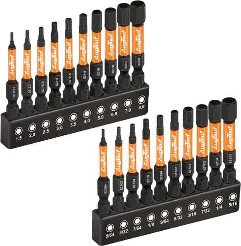 Vista 16 de toolant 10 piezas (SAE) Juego de brocas hexagonales de acero S2 con vástago hexagonal de 1/4", puntas mecanizadas CNC con magnetismo, 2" de largo