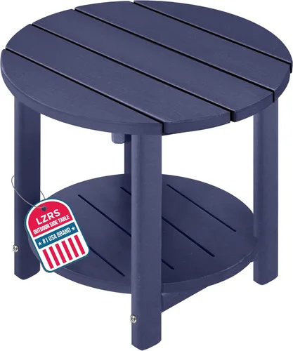 Vista 48 de LZRS Mesa Lateral Redonda Adirondack para Patio Mesa de Esquina, Mesas Laterales para Exteriores para Patio, Jardín, Piscina, Complemento
