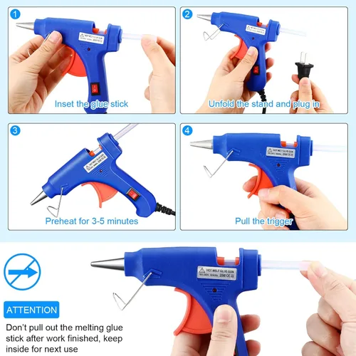 Vista 4 de Zhengmy 8 piezas de mini pistola de pegamento caliente con 40 varillas, manualidades, pistolas de pegamento caliente, kit de reparaciones de alta