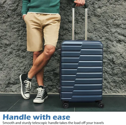Vista 2 de COOLIFE Maleta extensible para equipaje PC ABS TSA Lock Spinner Llevar en juegos de 3 piezas, Azul, moldeado