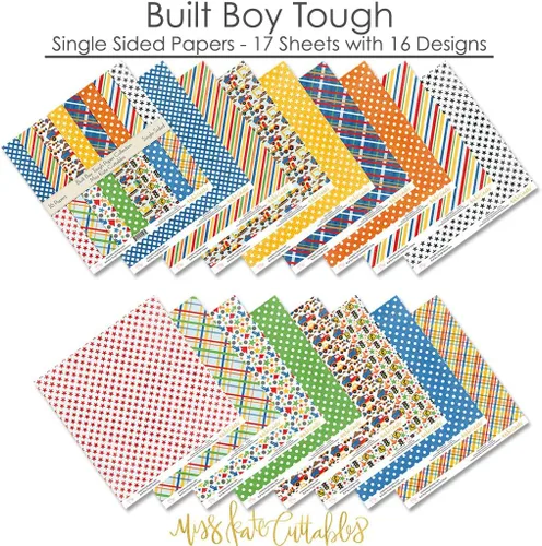 Vista 5 de Pattern Paper Pack - Built Boy Tough - Scrapbook Premium Specialty Paper Single-Sided 12"x12" Collection Includes 16 Sheets - by Miss Kate Cuttables