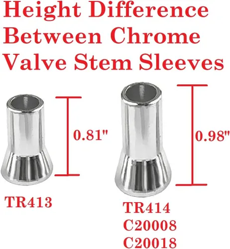 Vista 2 de Muzzys TR413 - Juego de 4 fundas cromadas para vástago de válvula y tapas para vástagos de válvula de neumáticos de automóviles y camiones