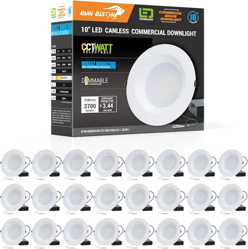 Vista 22 de Luz de techo empotrable LED comercial de 8 pulgadas con caja de conexión, potencia ajustable 16/21/27W, 3 colores seleccionables 3000K-5000K