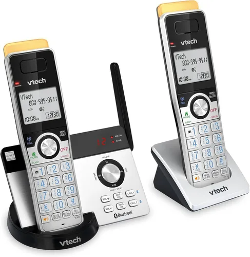 Vista 18 de VTech IS8128-11 - Teléfono inalámbrico DECT 6.0 de alcance superlargo para el hogar con contestador automático, alcance de hasta 2300 pies, bloqueo