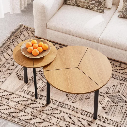 Vista 18 de COSIEST Mesa auxiliar redonda con almacenamiento, mesa de centro negra moderna de 31.5 pulgadas con puerta corredera de 360°, mesa central de madera