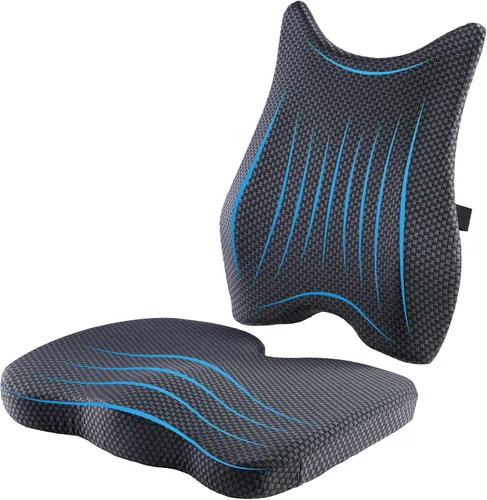 Cojín de asiento y almohada de apoyo lumbar: cojín de respaldo de espuma viscoelástica para silla de oficina, asiento de automóvil, silla de ruedas,