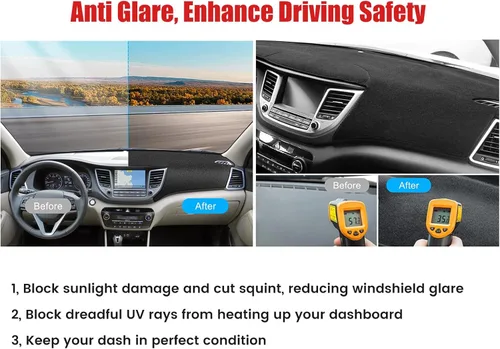 Vista 3 de Hex Autoparts Alfombrilla de repuesto negra para salpicadero Chevy C10 C20 C30 K10 K20 K30 Truck 1981-1986
