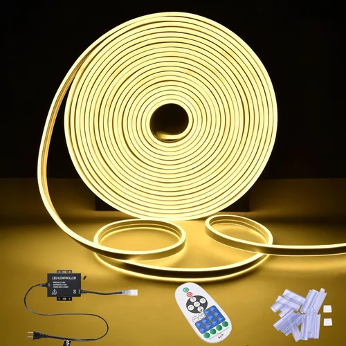Vista 12 de DELight Tira de luces de neón RGB de 10 pies AC 110 V IP65, impermeable, cortable, regulable, flexible, tira de luces LED DIY para decoración