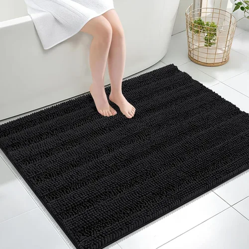 Vista 307 de OLANLY Alfombras de Baño Gruesas de 47 x 20 pulgadas, Extra Suaves Absorbentes de Chenilla a Rayas, Respaldo de Goma, Lavables y Secables a Máquina