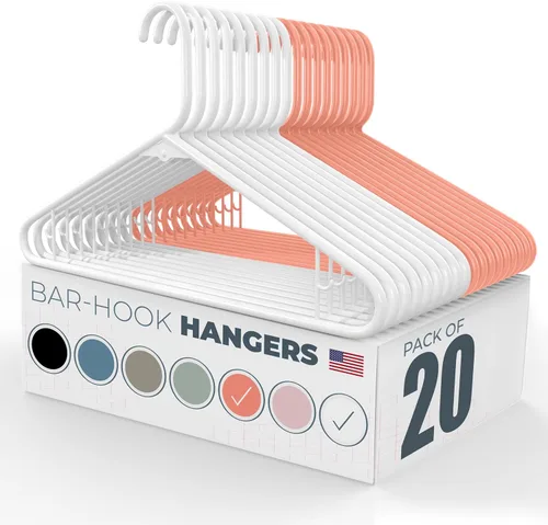 Vista 8 de Perchas de plástico fuertes hechas en Estados Unidos a granel, 20, 30, 50, 100 unidades, disponibles, para ropa de lavandería, perchas de plástico