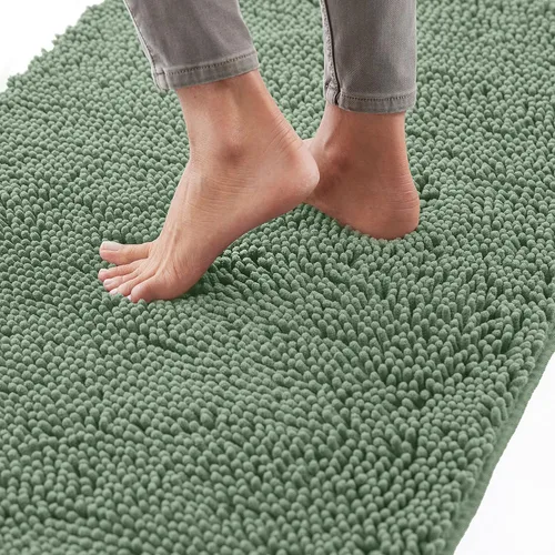 Vista 26 de Gorilla Grip - Tapete de baño de felpilla gruesa, suave y absorbente, secado rápido, de microfibra, con reverso de caucho, para piso de ducha, Negro