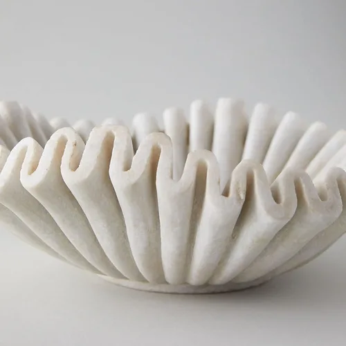 Vista 2 de Marble Bowl Fruit Bowl, Stone Bowl Decorative Bowl Decorative Trays Marble Fruit Bowl Marble Ruffle Bowl Marble Floral Bowl Home Decor Gifts